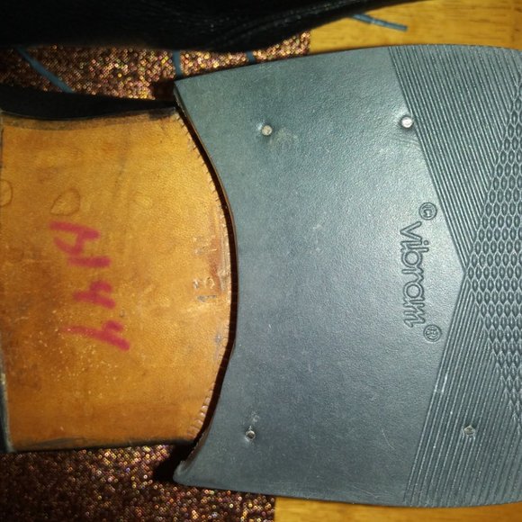 Vintage Gravati: Black Pebbled Leather. Split Toe Lace-Ups, Size: 13M. Re-Soled. - Picture 11 of 14